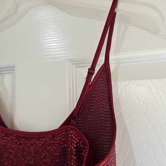 NWT Express red spaghetti strap sequined dress XS - Picture 6 of 7